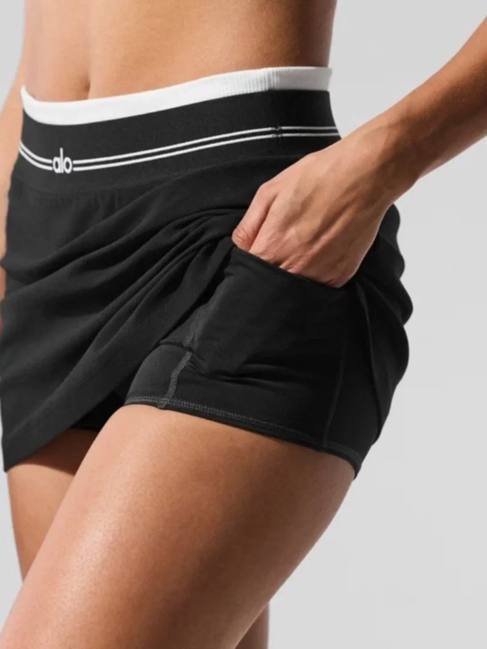 ALO Yoga Black Mini Skirt with White Trim